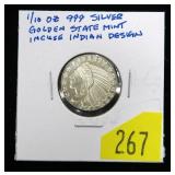 1/10 oz. .999 silver Indian Head round, Golden