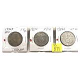 x3- German 5 mark silver coins -x3 coins -Sold by