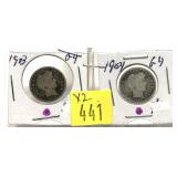 x2- Barber dimes: 1903, 1904 -x2 dimes -Sold by