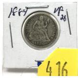 1884 Seated Liberty dime
