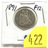 1891 Seated Liberty dime