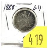 1888 Seated Liberty dime