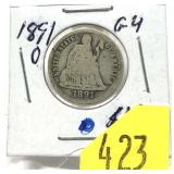 1891-O Seated Liberty dime