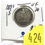 1891-S Seated Liberty dime