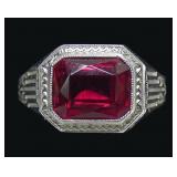 10K White gold rectangular cut milgrain bezel set