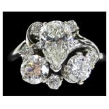 14K White gold and diamond 8-stone cluster style