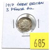 1917 British 3 pence