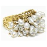 18K Yellow gold and freshwater pearl ring with