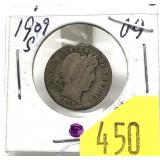 1909-S Barber dime
