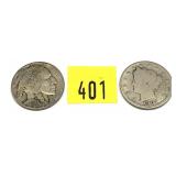 Lot, 2 early nickels