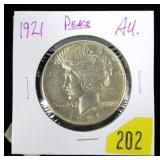 1921 Peace dollar, AU