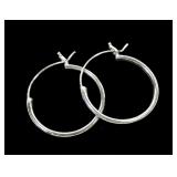 Sterling silver hoop earring, approx. 7/8 "