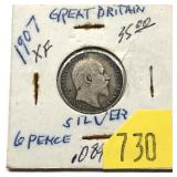 1907 British 6 pence