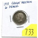 1911 British 6 pence