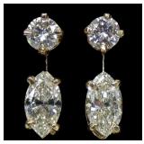 14K Yellow gold round brilliant cut diamond stud