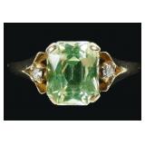 10K Yellow gold hexagonal cut peridot ring with