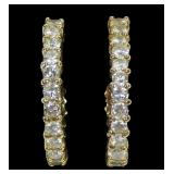 14K Yellow gold shared prong diamond post hoop