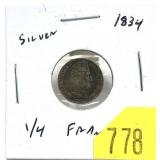 1834 France 1/4 franc