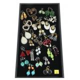 Lot, mostly lever back fashion earrings and toggle