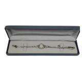 Hamilton 14K white gold and diamond 7" Art Deco