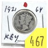 1921 Mercury dime, key date