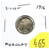 1916 Mercury dime