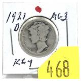 1921-D Mercury dime, key date
