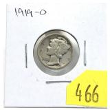 1919-D Mercury dime