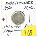 1944-D Philippines 10-cents