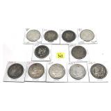 x11- Morgan dollars, mixed dates -x11 dollars -