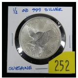 1/2 oz. .999 silver Eagle token