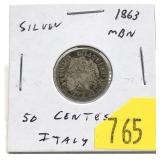 1863 Italian 50-cents