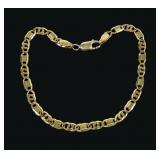 14K Yellow gold 7" chain bracelet, 3.3 dwt