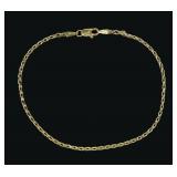 14K Yellow gold 7.5" chain bracelet, 1.7 dwt