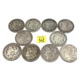 x10- Morgan dollars, mixed dates -x10 dollars -