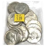 x15- Kennedy half dollars, 40% silver -x15 half