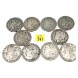 x10- Morgan dollars, mixed dates -x10 dollars -