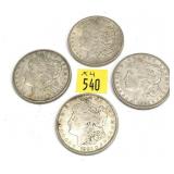 x4- Morgan dollars, mixed dates -x4 dollars -