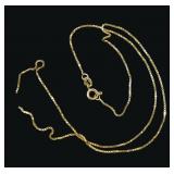18K Yellow gold 19" box chain, as is, 2.2 dwt