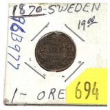 1870 Swedish 1 ore