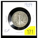 1939 Walking Liberty half dollar , EF