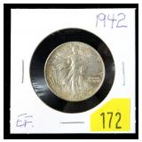 1942 Walking Liberty half dollar , EF