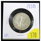 1938 Walking Liberty half dollar , EF