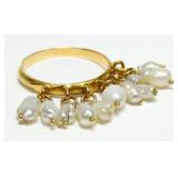 18K Yellow gold and freshwater pearl ring with