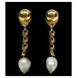 21K Yellow gold screw back post earrings with gold