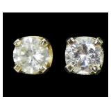 14K Yellow gold basket set stud earrings, one