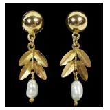 21K Yellow gold screw back post earings with gold