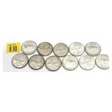 x11- Canadian silver quarters -x11 quarters -Sold