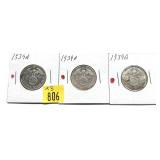 x3- German 2 mark silver coins -x3 coins -Sold by