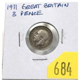 1911 British 3 pence